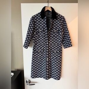 Maje Navy and White Bow Print Jacket